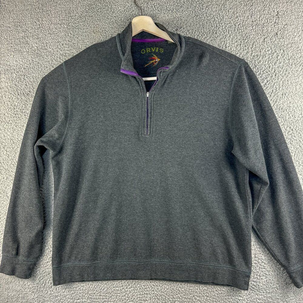 Orvis‎ Sweater Mens Extra Large Gray Athletic Jacket Outdoor Fly Fishing Camp